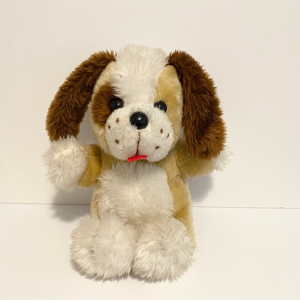 Vintage EATONs Puppy Dog Plush Stuffed Animal Firm Toy Tongue Out Brown Tan